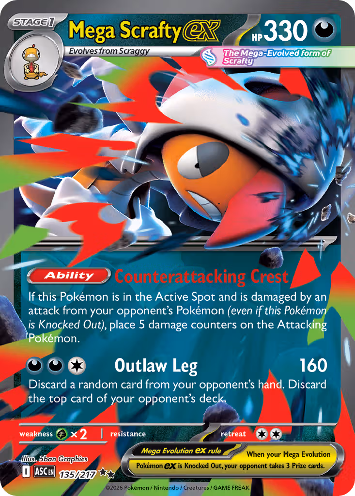 Mega Scrafty ex 135/217 Pokemon card