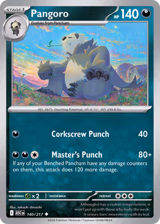 Pangoro 140/217 Pokemon card