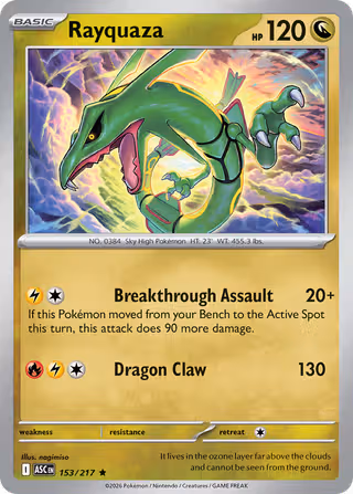 Rayquaza 153/217 Pokemon card