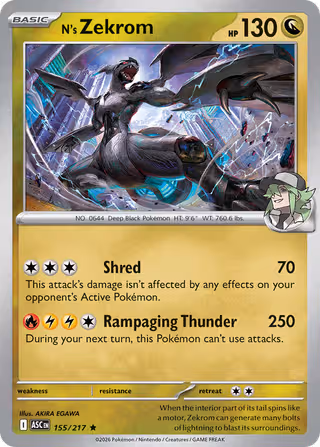 N's Zekrom 155/217 Pokemon card