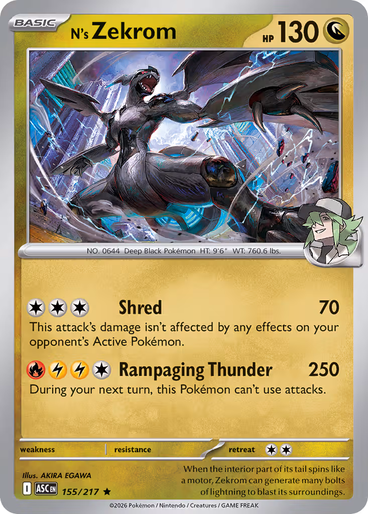 N's Zekrom 155/217 Pokemon card