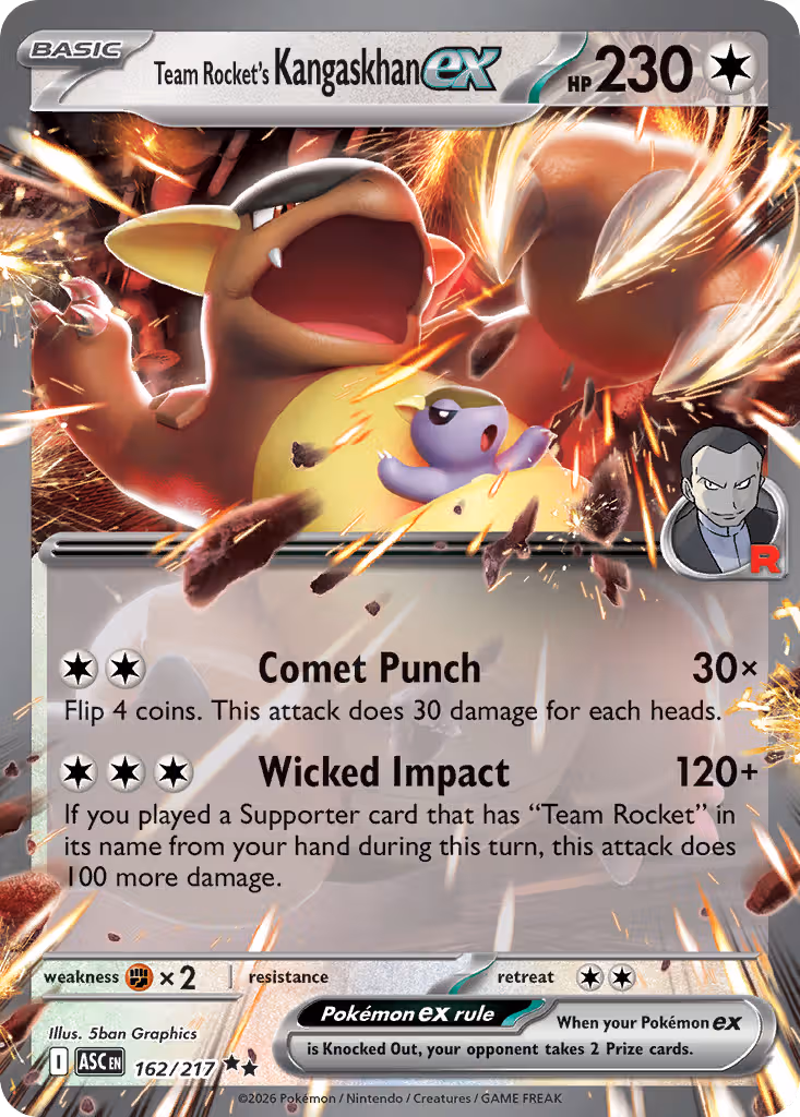 Team Rocket's Kangaskhan ex 162/217 Pokemon card