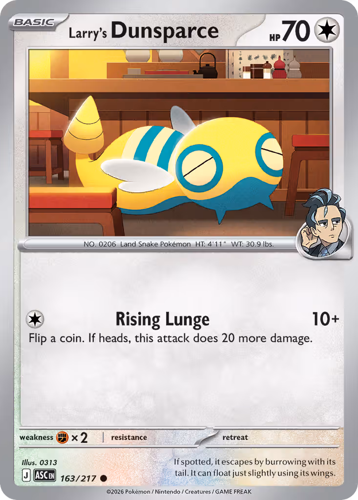 Larry's Dunsparce 163/217 Pokemon card