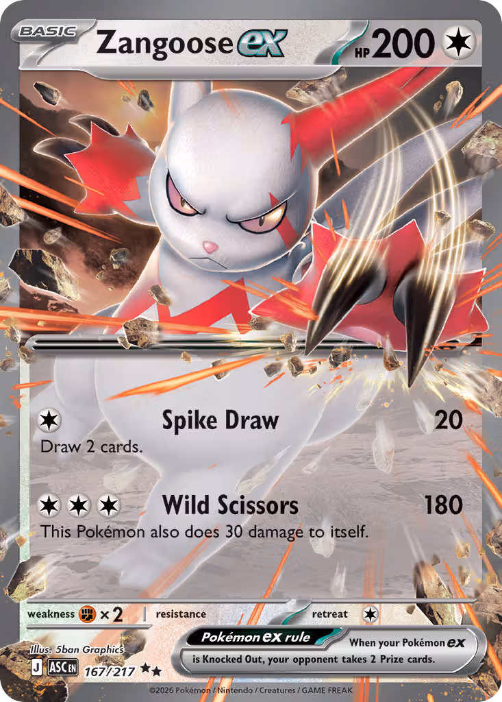 Zangoose ex 167/217 Pokemon card