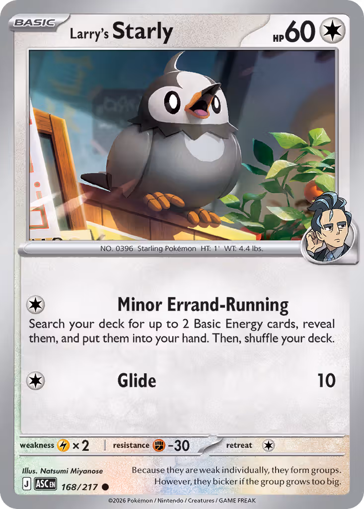 Larry's Starly 168/217 Pokemon card