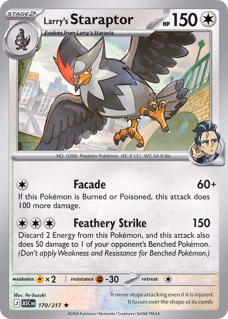 Larry's Staraptor 170/217 Pokemon card