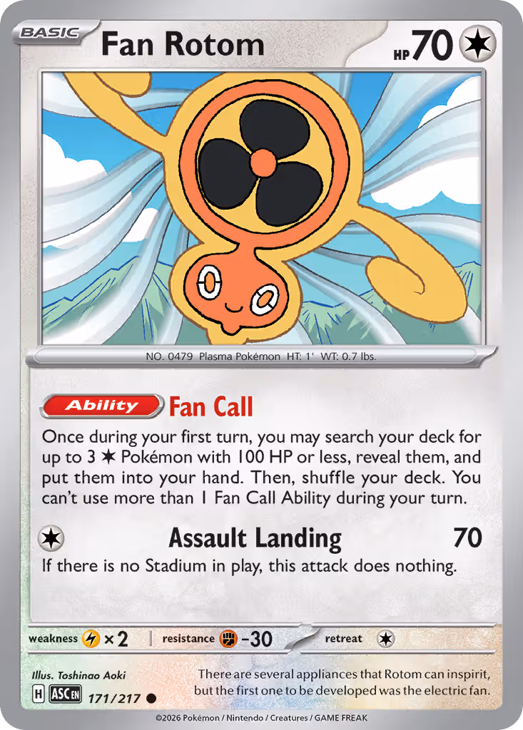 Fan Rotom 171/217 Pokemon card