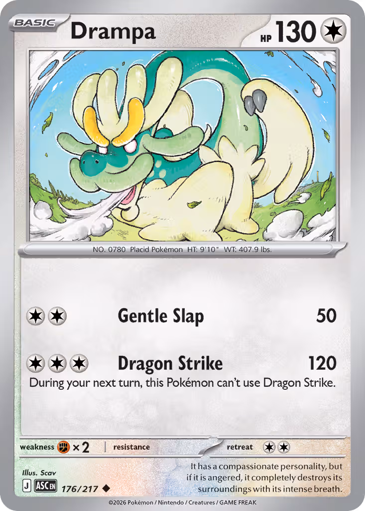 Drampa 176/217 Pokemon card