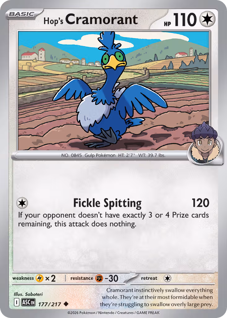 Hop's Cramorant 177/217 Pokemon card