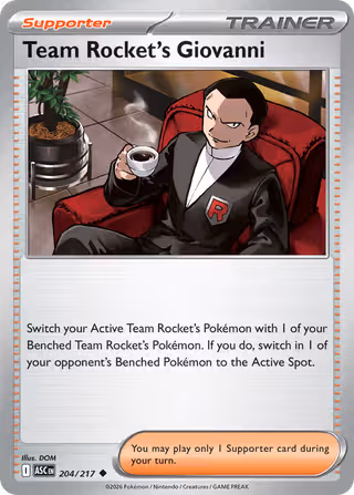Team Rocket's Giovanni 204/217 Pokemon card