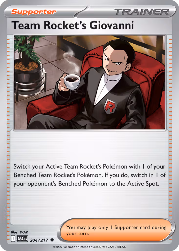 Team Rocket's Giovanni 204/217 Pokemon card