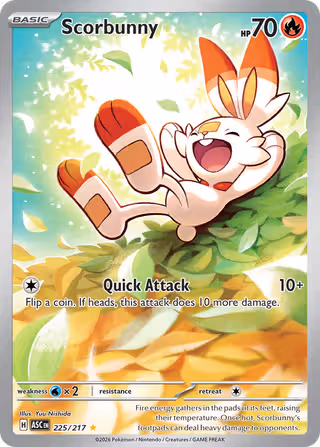 Scorbunny 225/217 Pokemon card