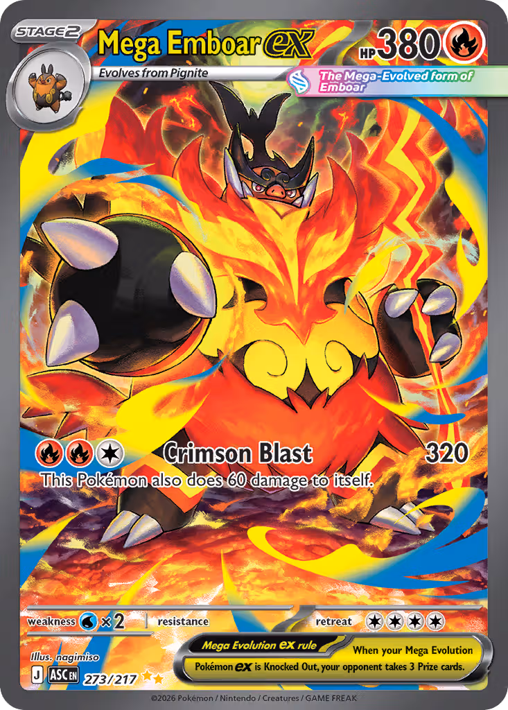 Mega Emboar ex 273/217 Pokemon card
