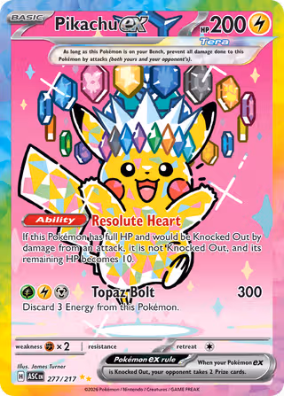 Pikachu ex 277/217 Pokemon card