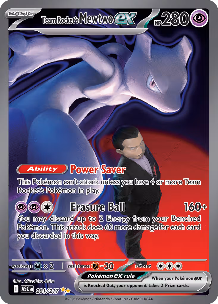 Team Rocket's Mewtwo ex 281/217 Pokemon card