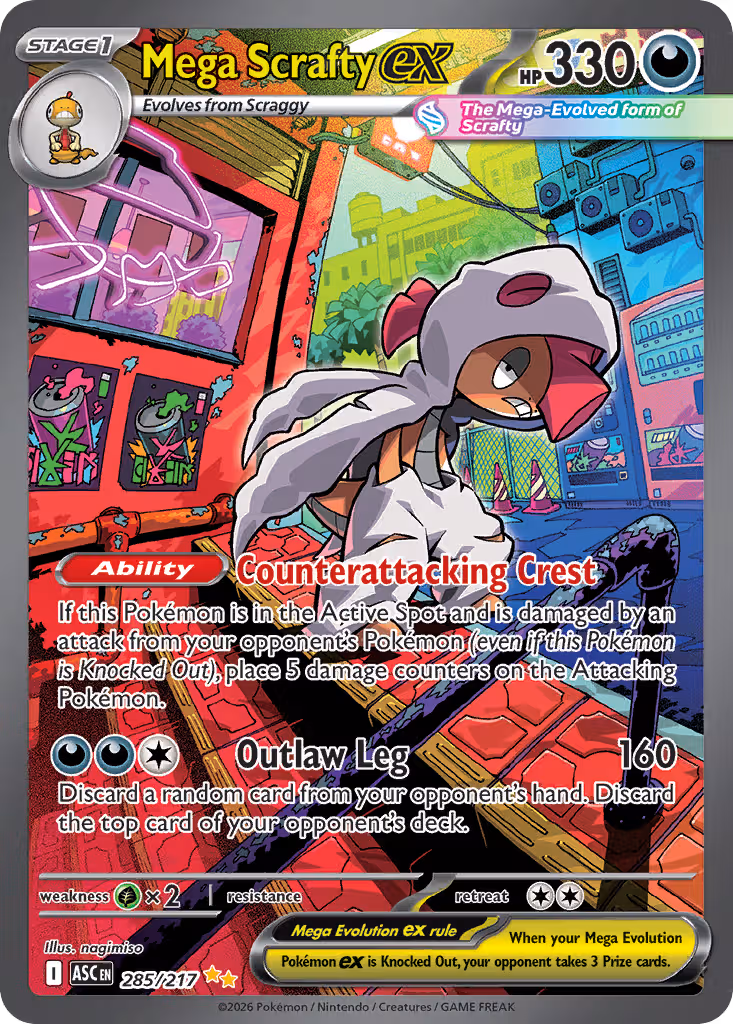 Mega Scrafty ex 285/217 Pokemon card