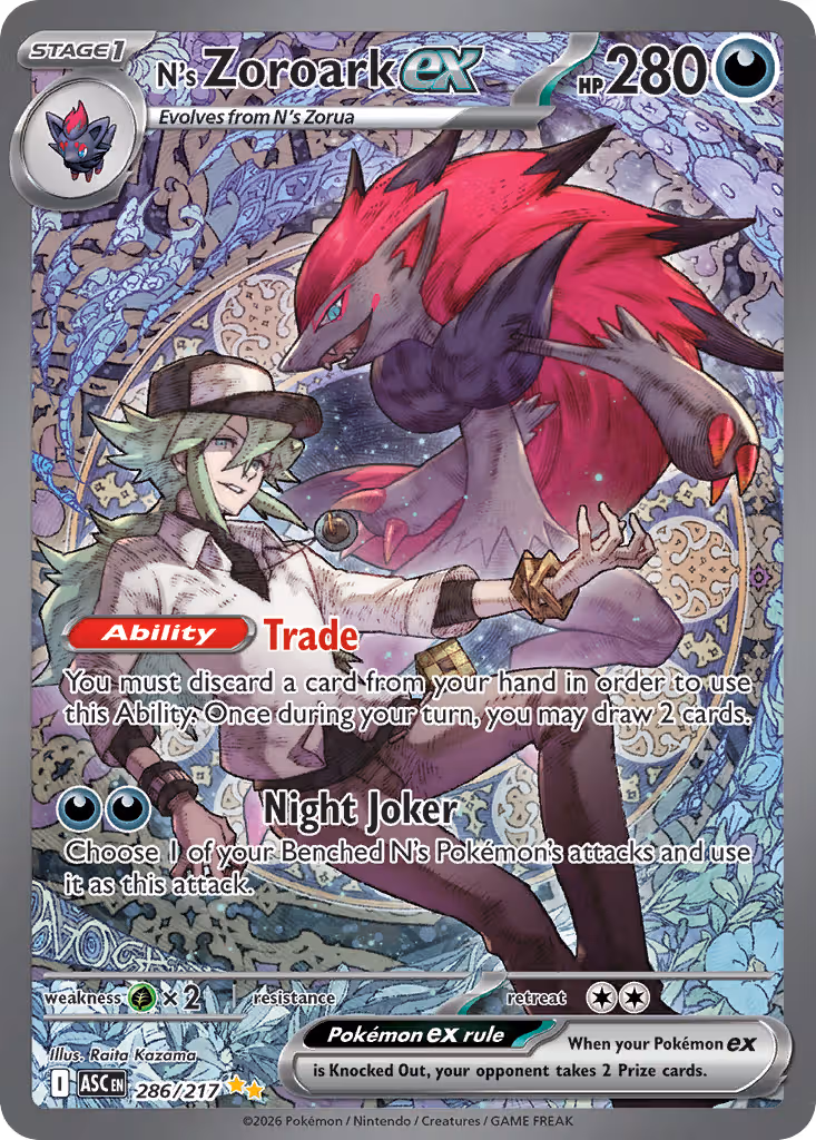 N's Zoroark ex 286/217 Pokemon card