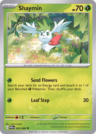 Shaymin 3/88 Pokemon card