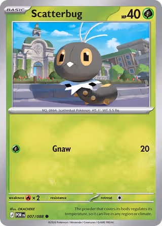 Scatterbug 7/88 Pokemon card