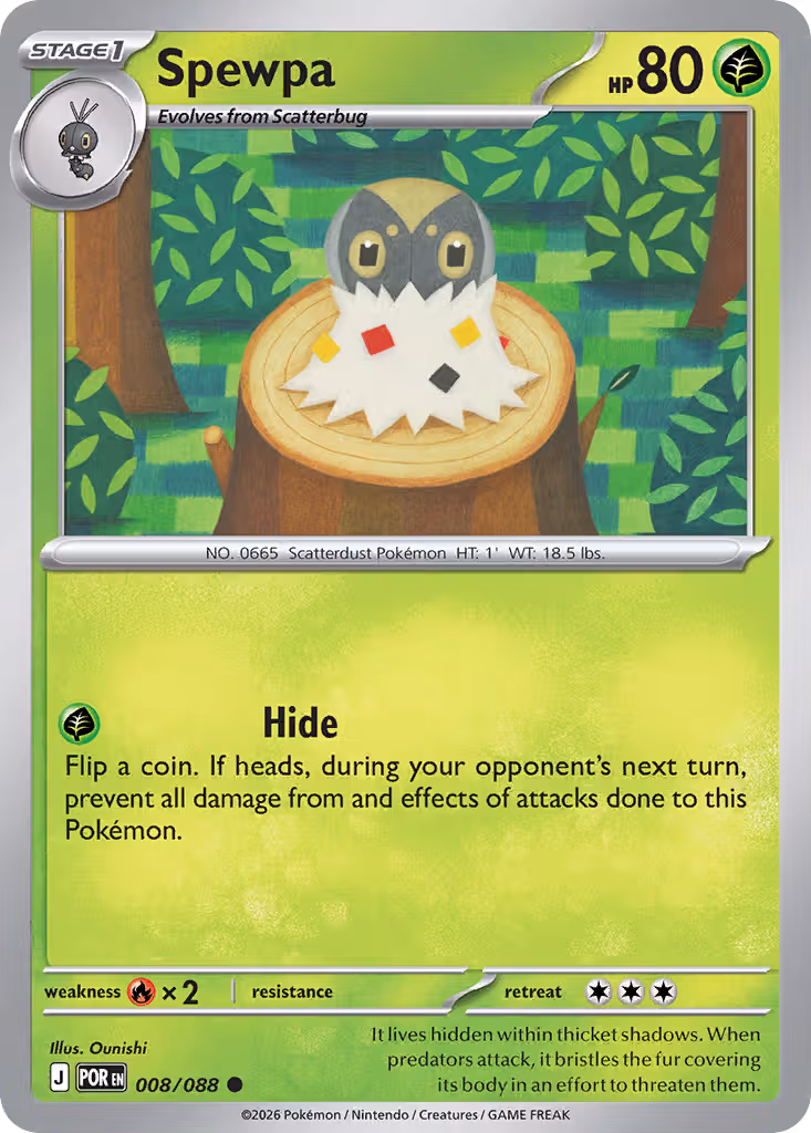 Spewpa 8/88 Pokemon card