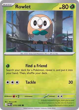 Rowlet 10/88 Pokemon card