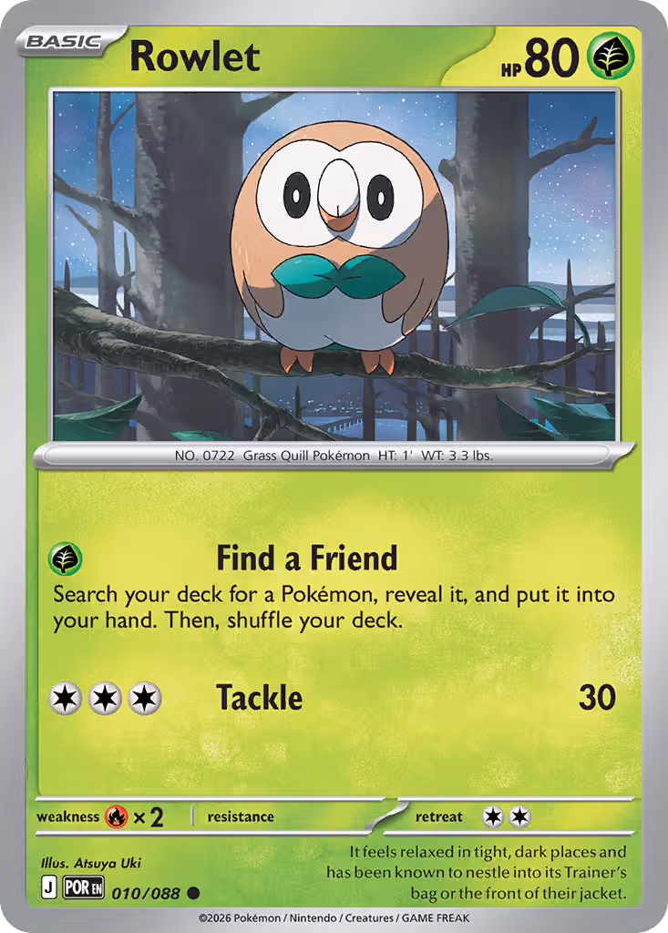 Rowlet 10/88 Pokemon card