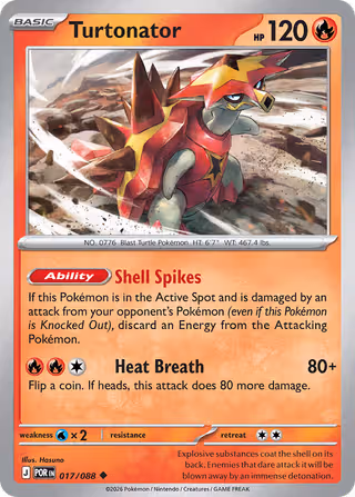 Turtonator 17/88 Pokemon card