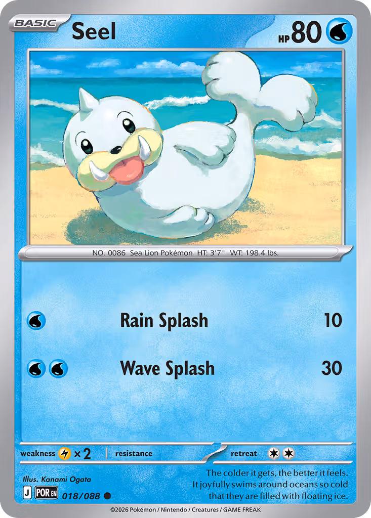 Seel 18/88 Pokemon card