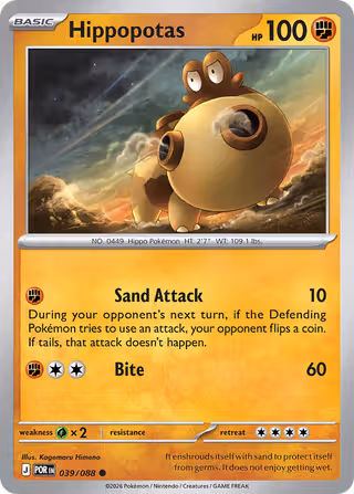 Hippopotas 39/88 Pokemon card