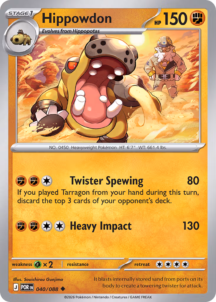 Hippowdon 40/88 Pokemon card