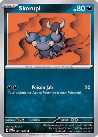 Skorupi 51/88 Pokemon card