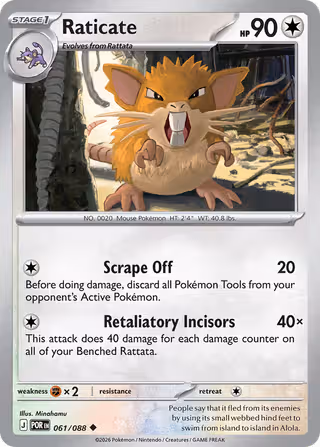 Raticate 61/88 Pokemon card