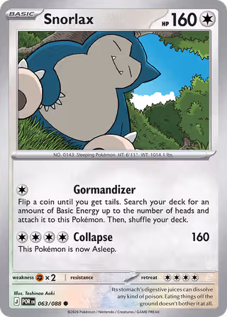 Snorlax 63/88 Pokemon card