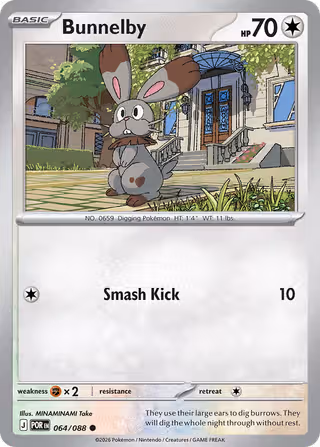 Bunnelby 64/88 Pokemon card