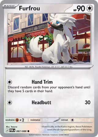 Furfrou 67/88 Pokemon card