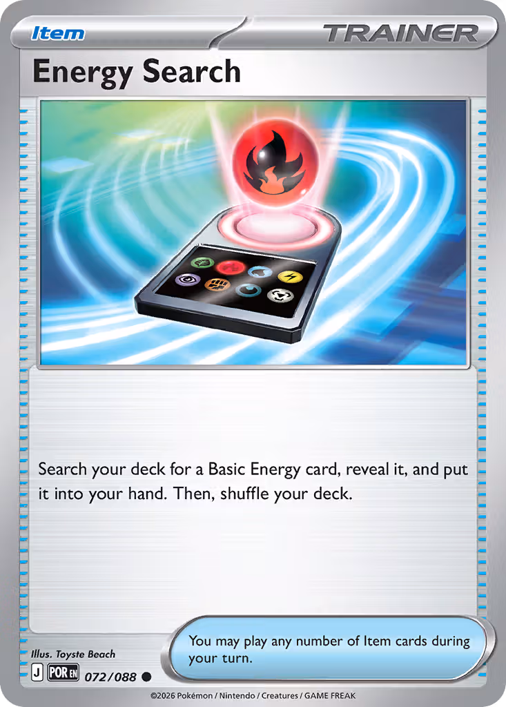 Energy Search 72/88 Pokemon card