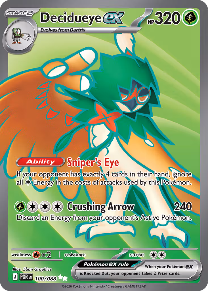 Decidueye ex 100/88 Pokemon card