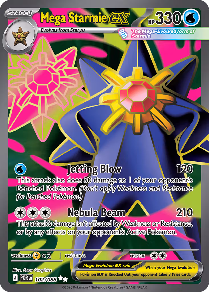 Mega Starmie ex 102/88 Pokemon card