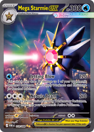 Mega Starmie ex 118/88 Pokemon card