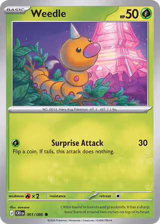 Weedle 1/86 Pokemon card