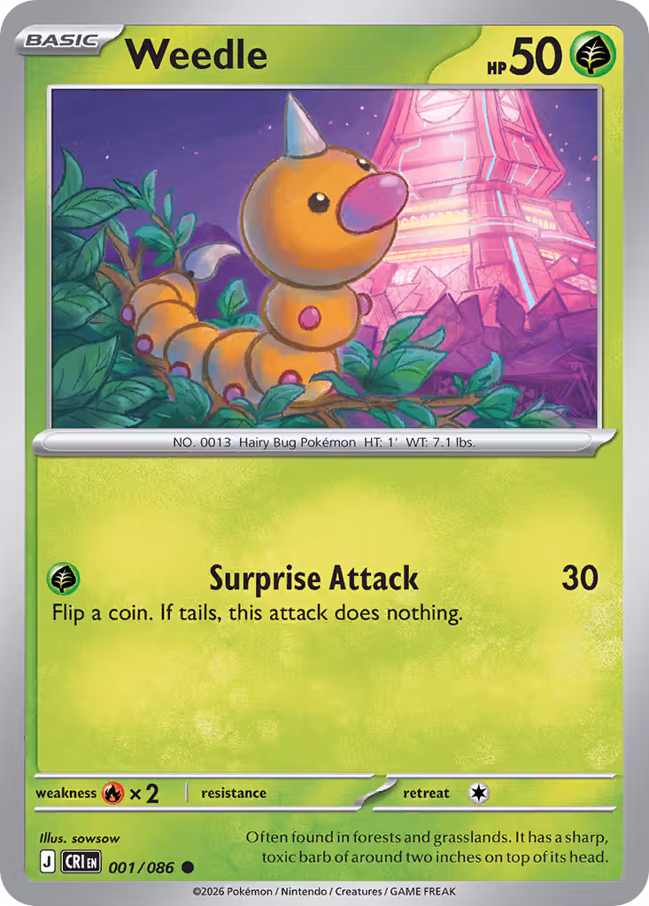 Weedle 1/86 Pokemon card