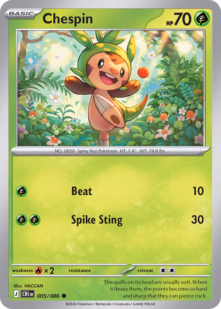Chespin 5/86 Pokemon card