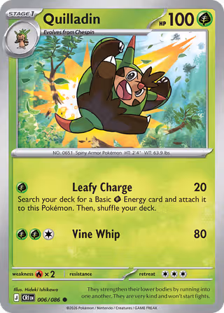 Quilladin 6/86 Pokemon card