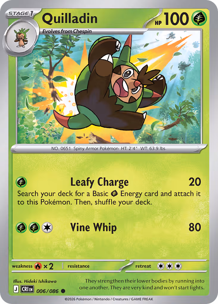Quilladin 6/86 Pokemon card