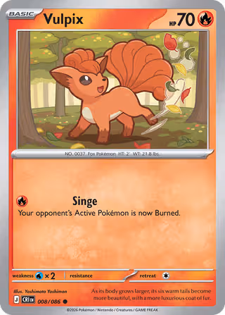 Vulpix 8/86 Pokemon card