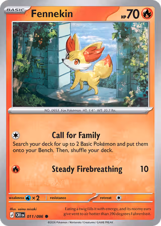 Fennekin 11/86 Pokemon card