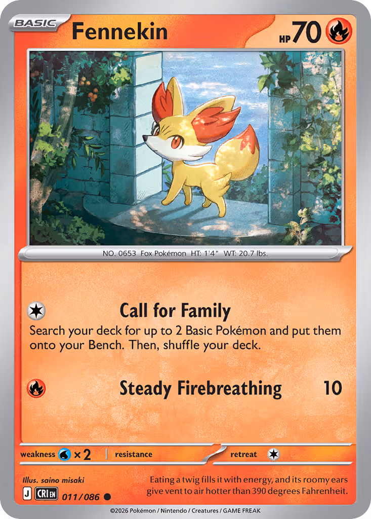 Fennekin 11/86 Pokemon card