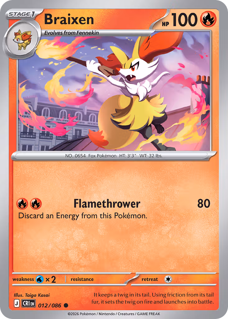 Braixen 12/86 Pokemon card