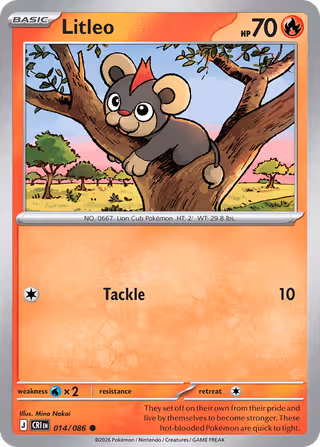 Litleo 14/86 Pokemon card