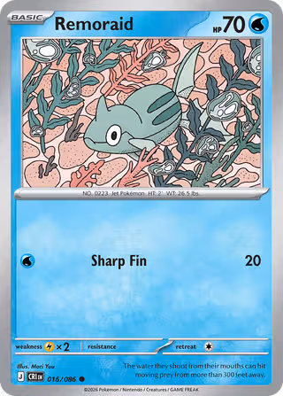 Remoraid 16/86 Pokemon card